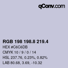 カラーコード: RGB 198 198.8 219.4 | qconv.com