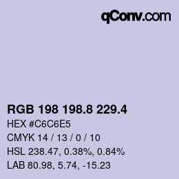 カラーコード: RGB 198 198.8 229.4 | qconv.com