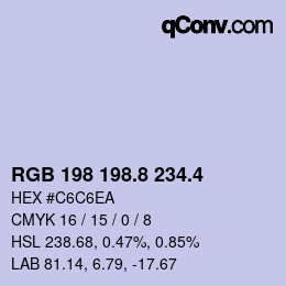 カラーコード: RGB 198 198.8 234.4 | qconv.com