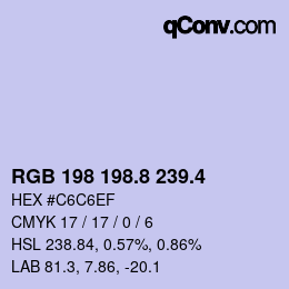 カラーコード: RGB 198 198.8 239.4 | qconv.com