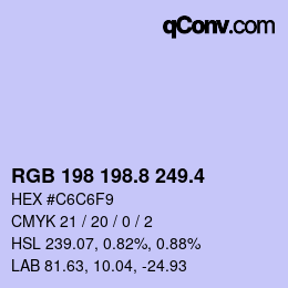 カラーコード: RGB 198 198.8 249.4 | qconv.com