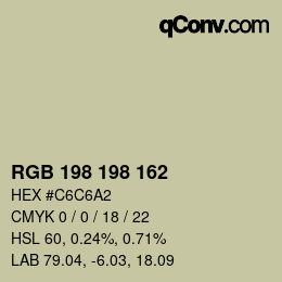 Color code: RGB 198 198 162 | qconv.com