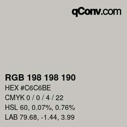 Color code: RGB 198 198 190 | qconv.com