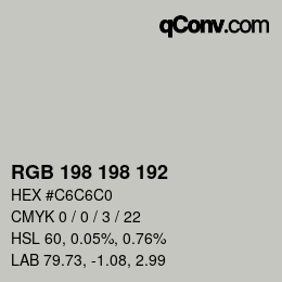 Color code: RGB 198 198 192 | qconv.com