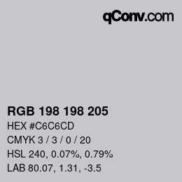 颜色代码: RGB 198 198 205 | qconv.com