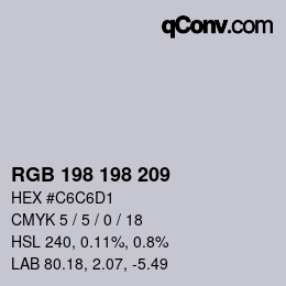 Color code: RGB 198 198 209 | qconv.com