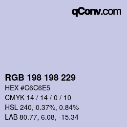 Color code: RGB 198 198 229 | qconv.com