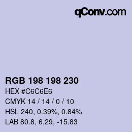 Color code: RGB 198 198 230 | qconv.com