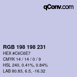 Color code: RGB 198 198 231 | qconv.com