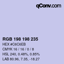 Color code: RGB 198 198 235 | qconv.com