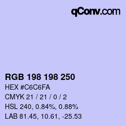 Color code: RGB 198 198 250 | qconv.com