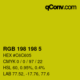 Color code: RGB 198 198 5 | qconv.com