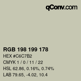 カラーコード: RGB 198 199 178 | qconv.com