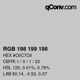 カラーコード: RGB 198 199 198 | qconv.com