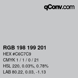 Color code: RGB 198 199 201 | qconv.com