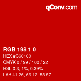 カラーコード: RGB 198 1 0 | qconv.com