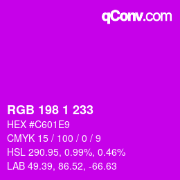 Color code: RGB 198 1 233 | qconv.com