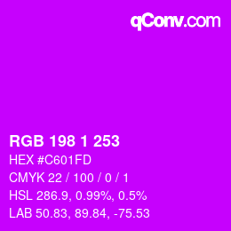 Color code: RGB 198 1 253 | qconv.com