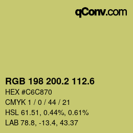 カラーコード: RGB 198 200.2 112.6 | qconv.com