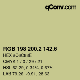 カラーコード: RGB 198 200.2 142.6 | qconv.com