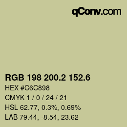 カラーコード: RGB 198 200.2 152.6 | qconv.com