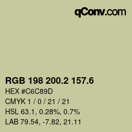 カラーコード: RGB 198 200.2 157.6 | qconv.com