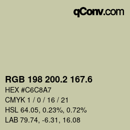 カラーコード: RGB 198 200.2 167.6 | qconv.com