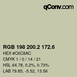 カラーコード: RGB 198 200.2 172.6 | qconv.com