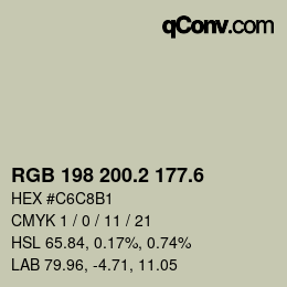 カラーコード: RGB 198 200.2 177.6 | qconv.com