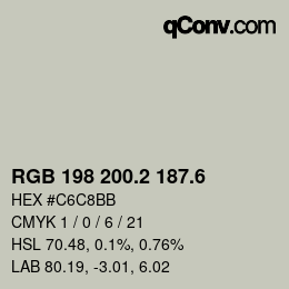カラーコード: RGB 198 200.2 187.6 | qconv.com