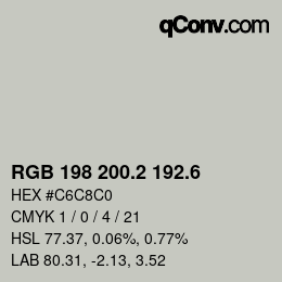 カラーコード: RGB 198 200.2 192.6 | qconv.com