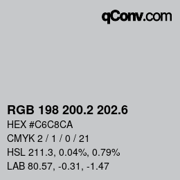カラーコード: RGB 198 200.2 202.6 | qconv.com