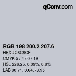 カラーコード: RGB 198 200.2 207.6 | qconv.com