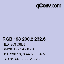 カラーコード: RGB 198 200.2 232.6 | qconv.com