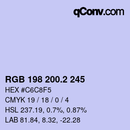 カラーコード: RGB 198 200.2 245 | qconv.com