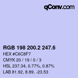 カラーコード: RGB 198 200.2 247.6 | qconv.com