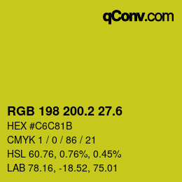カラーコード: RGB 198 200.2 27.6 | qconv.com