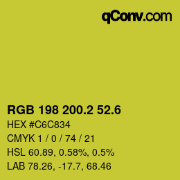 カラーコード: RGB 198 200.2 52.6 | qconv.com