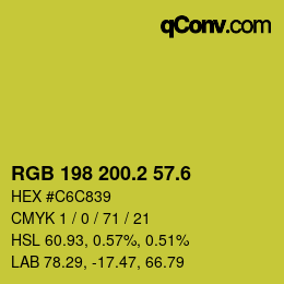 カラーコード: RGB 198 200.2 57.6 | qconv.com