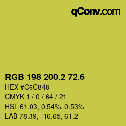 カラーコード: RGB 198 200.2 72.6 | qconv.com