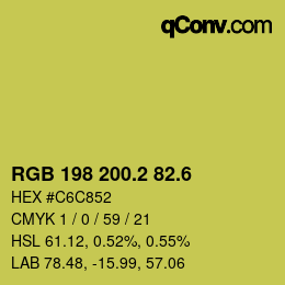 カラーコード: RGB 198 200.2 82.6 | qconv.com