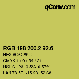 カラーコード: RGB 198 200.2 92.6 | qconv.com