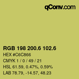 カラーコード: RGB 198 200.6 102.6 | qconv.com