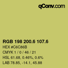カラーコード: RGB 198 200.6 107.6 | qconv.com
