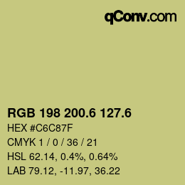 カラーコード: RGB 198 200.6 127.6 | qconv.com