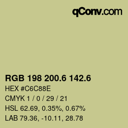 カラーコード: RGB 198 200.6 142.6 | qconv.com
