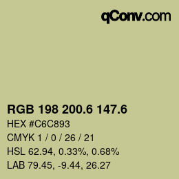 カラーコード: RGB 198 200.6 147.6 | qconv.com