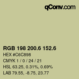 カラーコード: RGB 198 200.6 152.6 | qconv.com