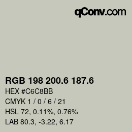 カラーコード: RGB 198 200.6 187.6 | qconv.com