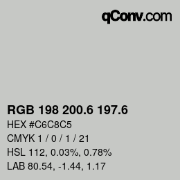 カラーコード: RGB 198 200.6 197.6 | qconv.com